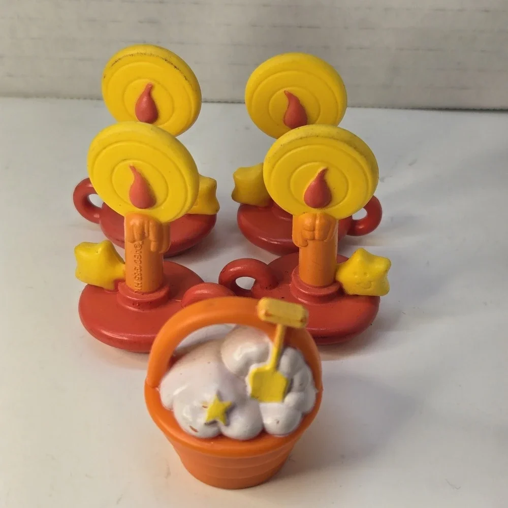 Vintage 80s Kenner Care Bears Posable Accessory‎ Lot 5 Pc 4 Candlestick & Bucket